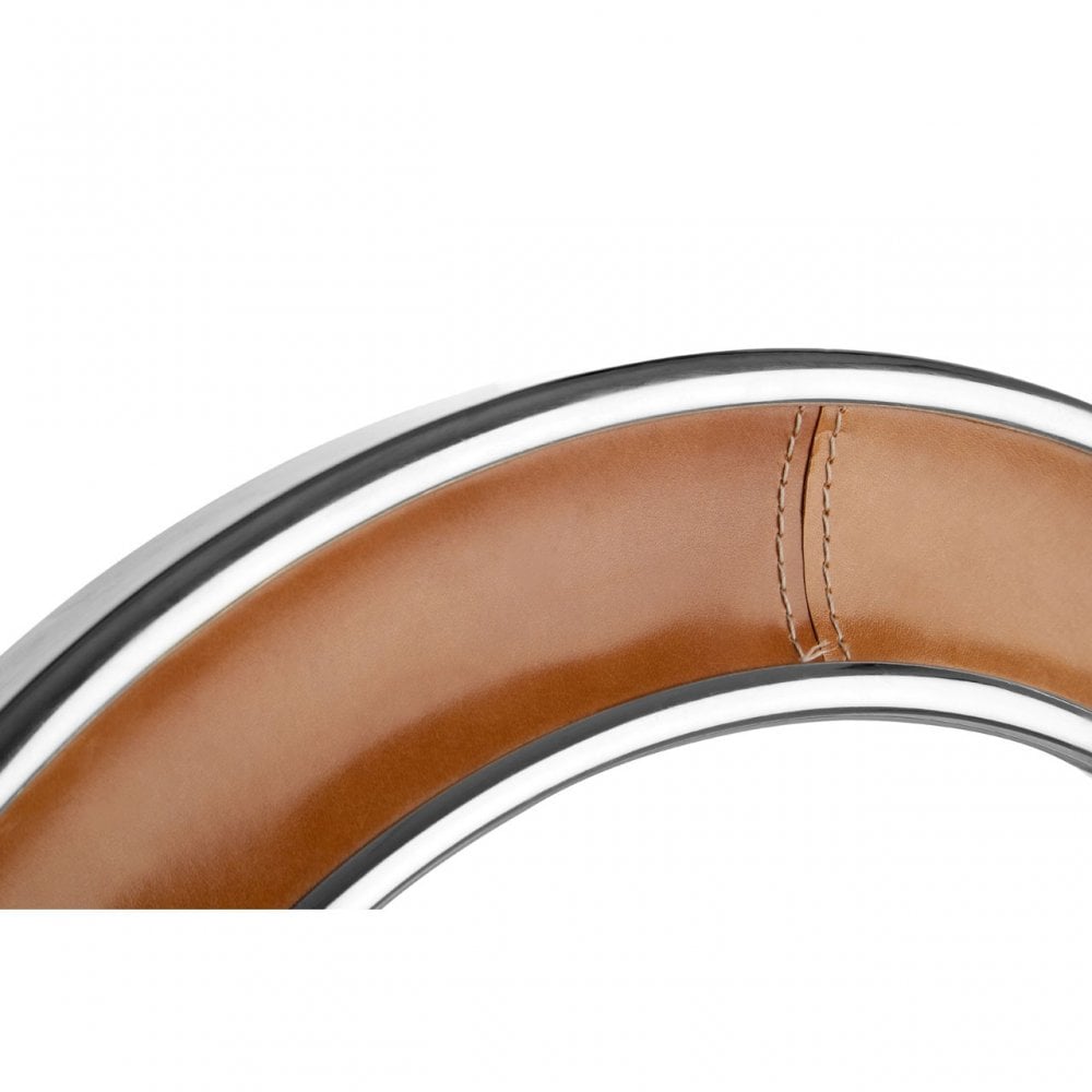 Oxlane Oxlane Churchill Wall Mirror, Leather, Mirrored Glass, Steel, Brown