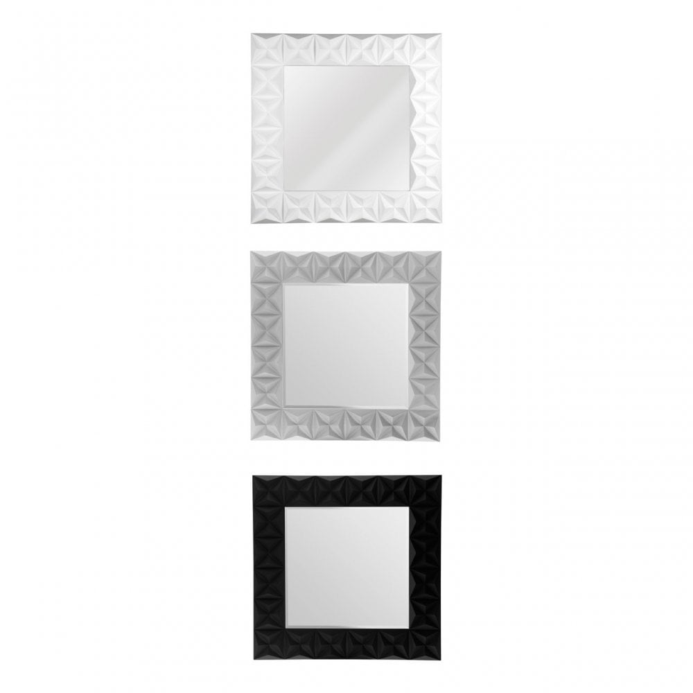 3D Effect Wall Mirror, Mirrored Glass, White