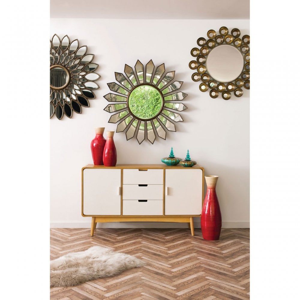 Verona Petal Wall Mirror, Mirrored Glass, Gold