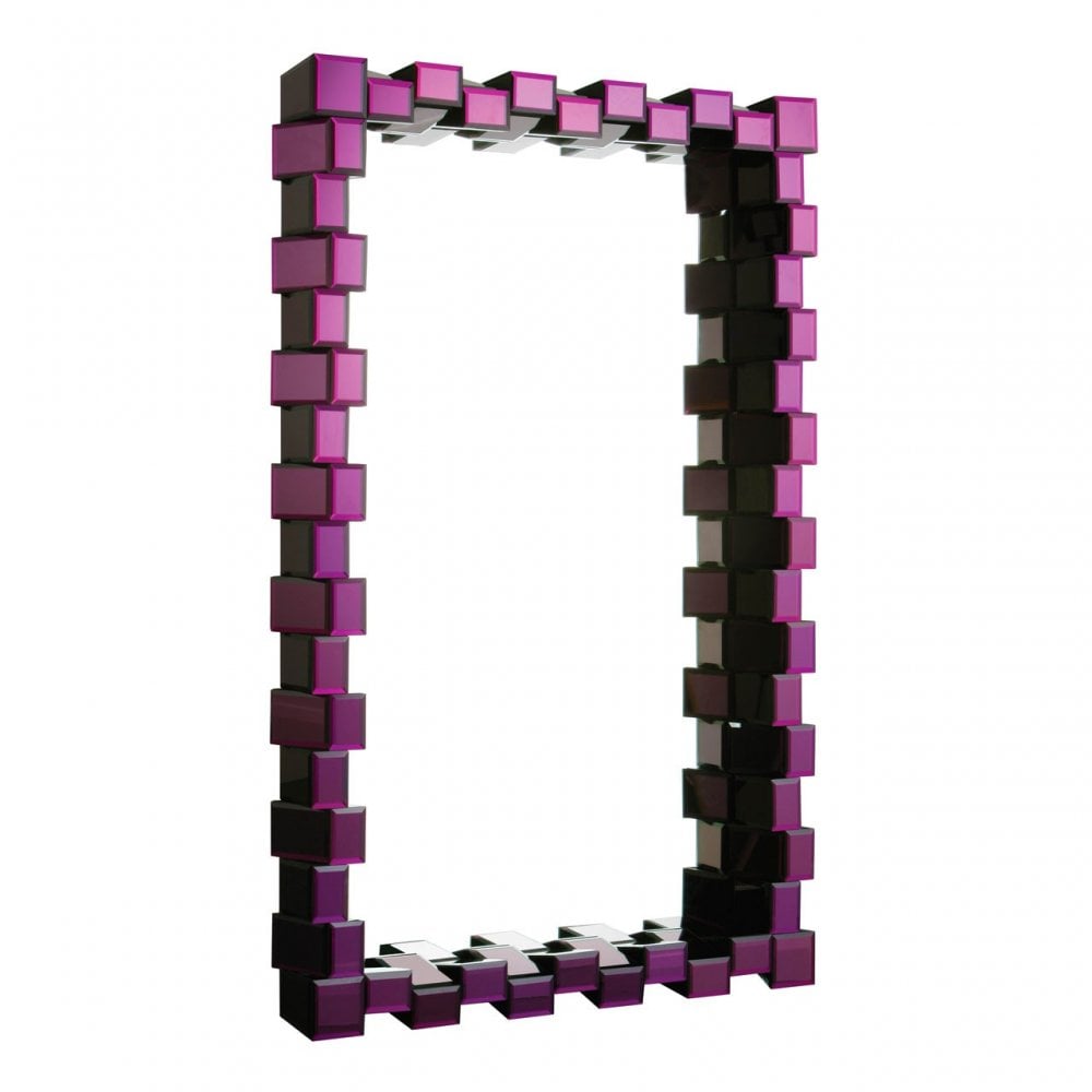 Clanbay Purple Mirrored Box Frame Mirror, Wood, Mirrored, Purple ...