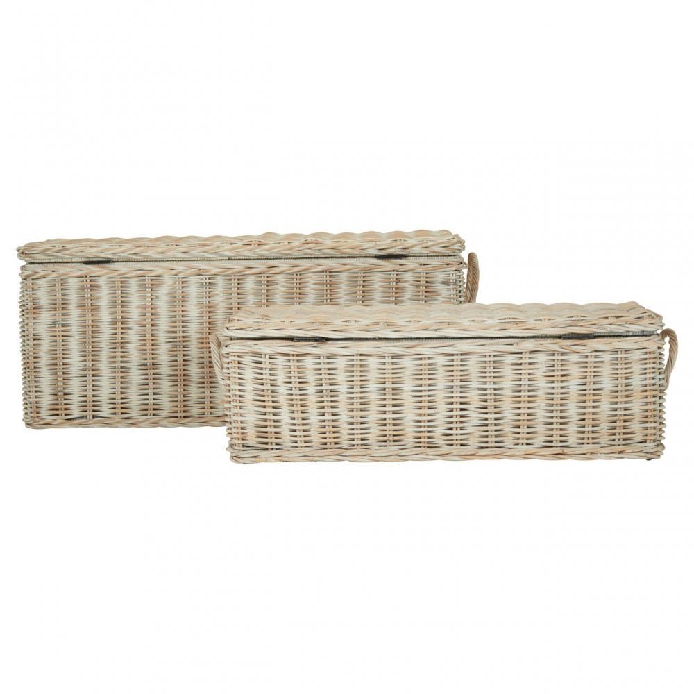 Ratallio Storage Boxes, Kubu Rattan, White