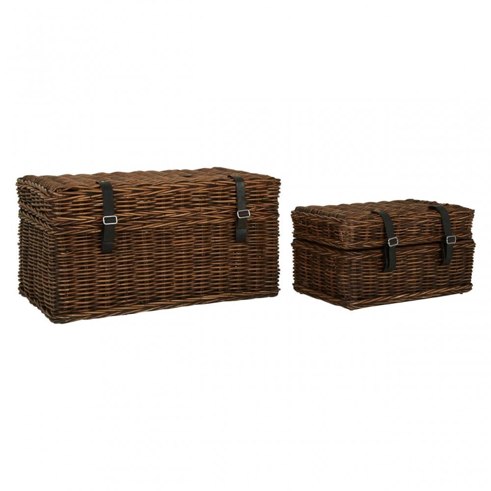 Set of 2 Ratallio Rattan Storage Trunks, Kubu Rattan