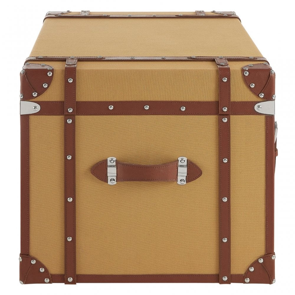 Columbus Large Canvas Storage Trunk, Canvas, Mango Wood, Brown