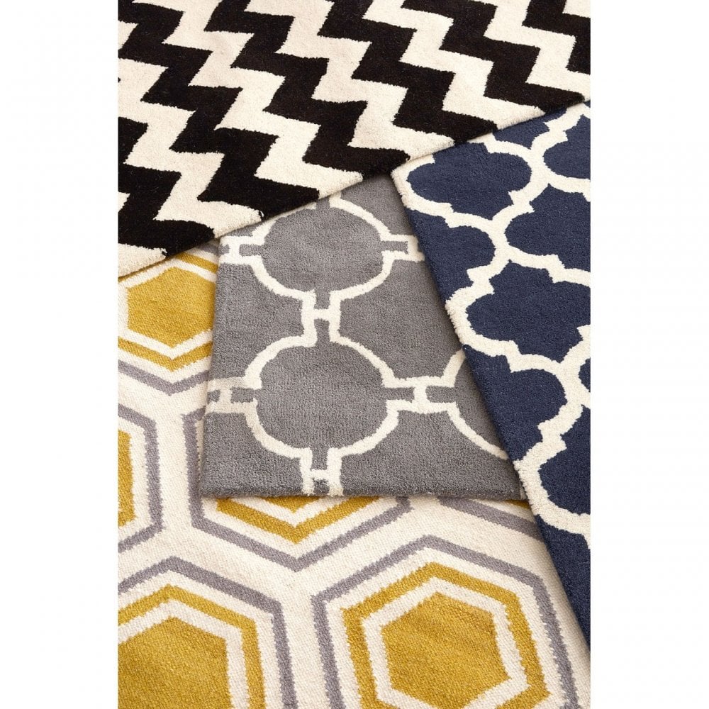 Tuskin Rug, Cotton / Wool 20 / 80, Blue