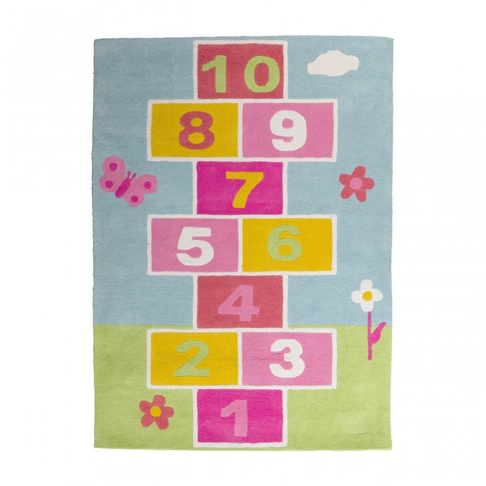 Kids Hopscotch Rug, Cotton, Multi-Coloured