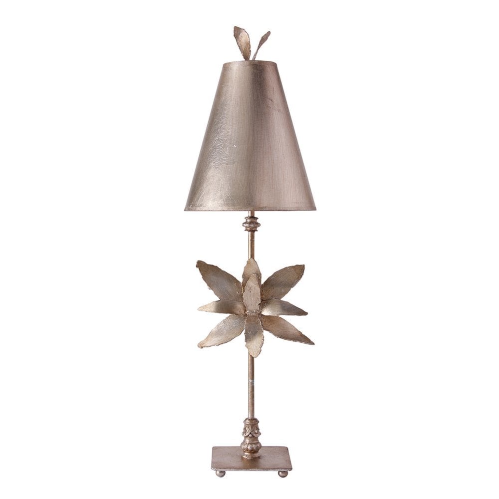 Silver Bloom Azalea Table Lamp with Tapered Shade
