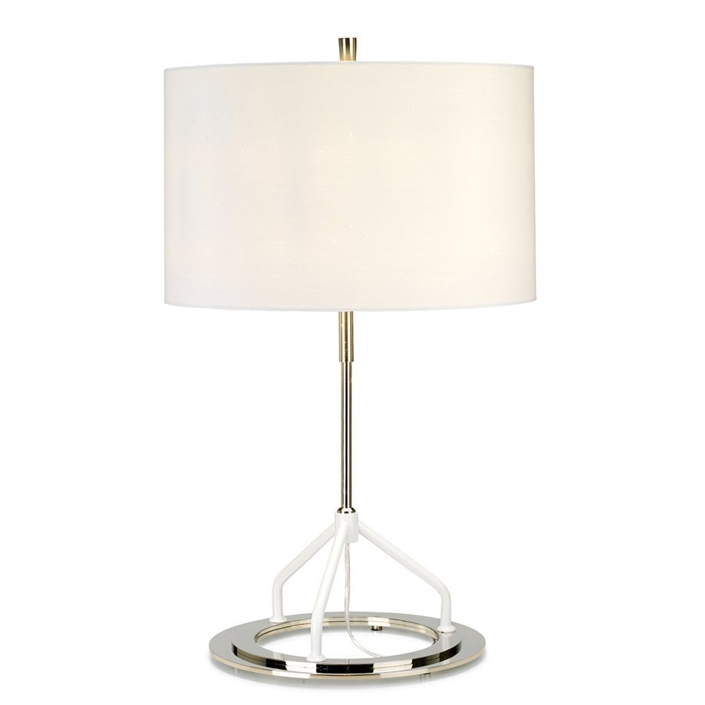 Elegant Vicenza Table Lamp with Metallic Silver-Lined White Shade