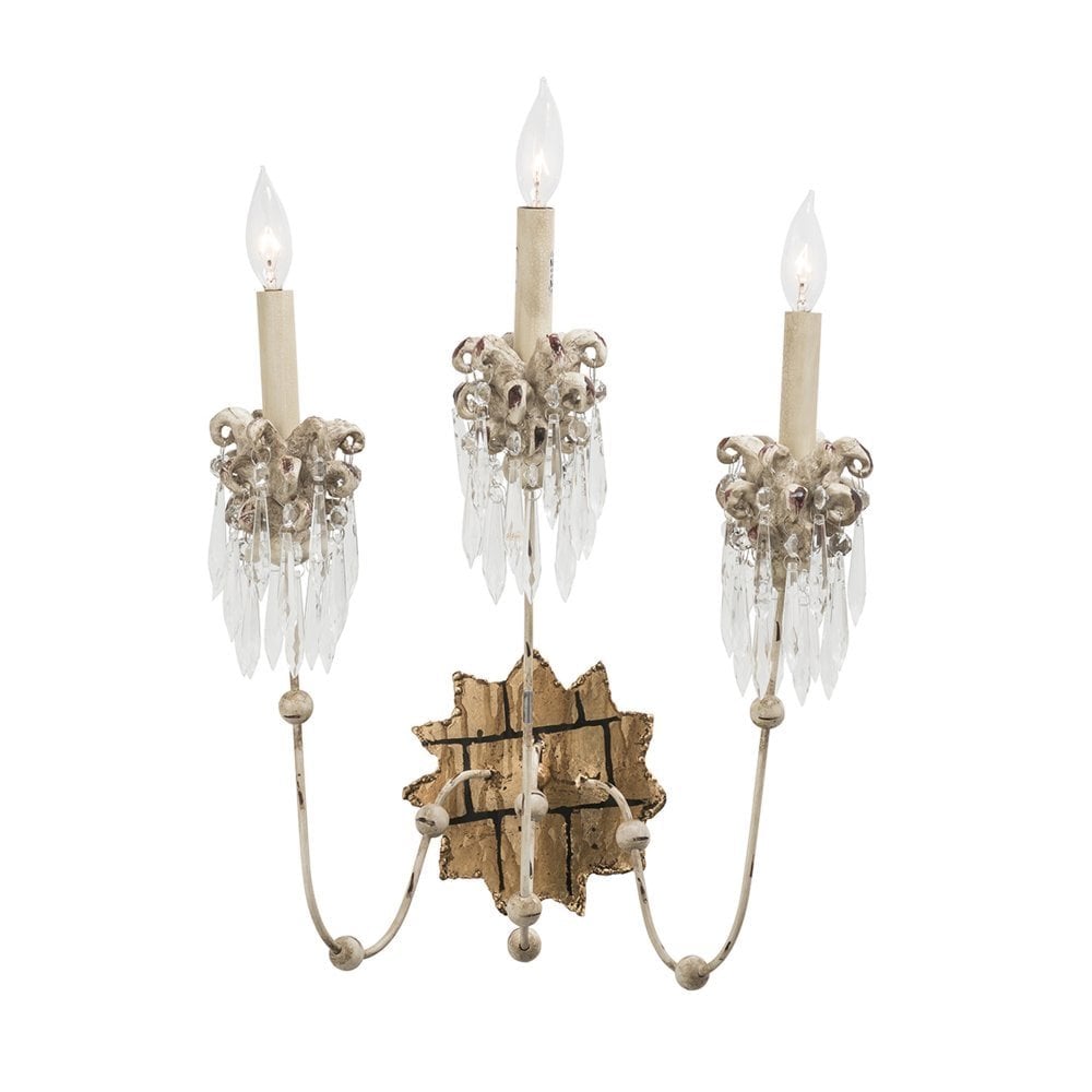 Vintage Elegance 3-Light Wall Sconce - Antique Beige & Gold Finish