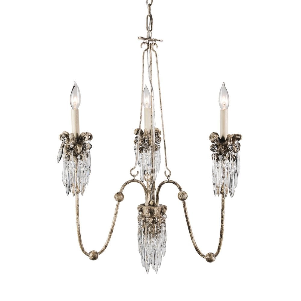 Venetian Elegance 3-Light Chandelier - Antique Beige & Gold Finish