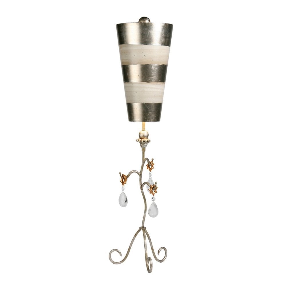 Tivoli Elegance Table Lamp - Silver & Cream Patina with Hand-Painted Accents