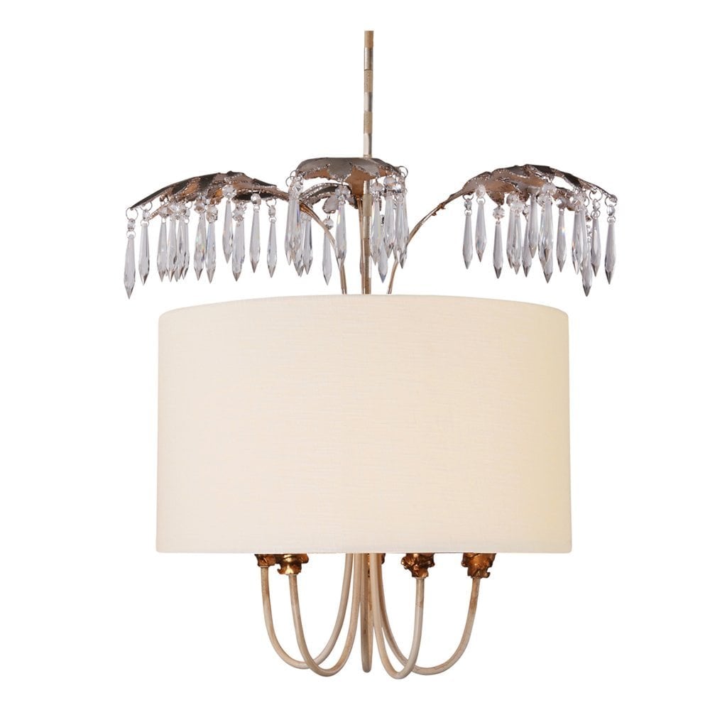 Antoinette 5-Light Chandelier - Cream Patina, Gold & Silver Accents