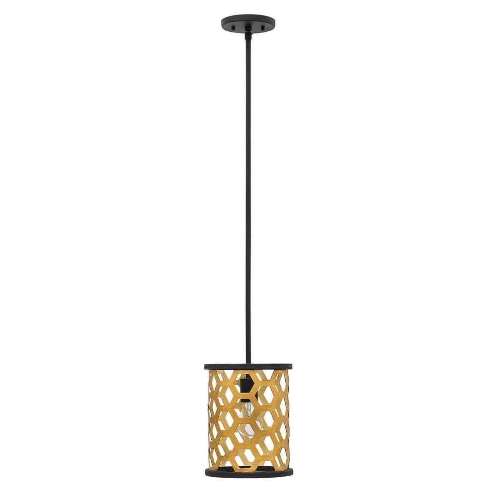 Felix Hexagonal Luxe Pendant Light - Sunset Gold & Textured Elegance