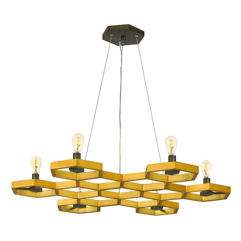 Moxie 6-Light Hexagonal Chandelier - Sunset Gold