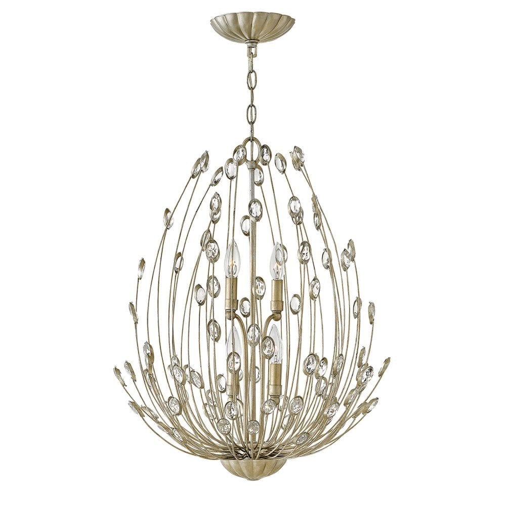 Tulah Two-Tier Chandelier with Silver Leaf and Crystal Elegance