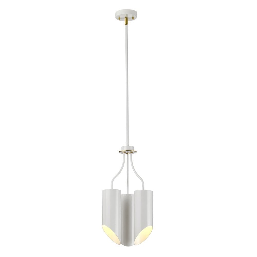 Quinto Modern Elegance 3-Light Chandelier - White with Aged Brass Finish