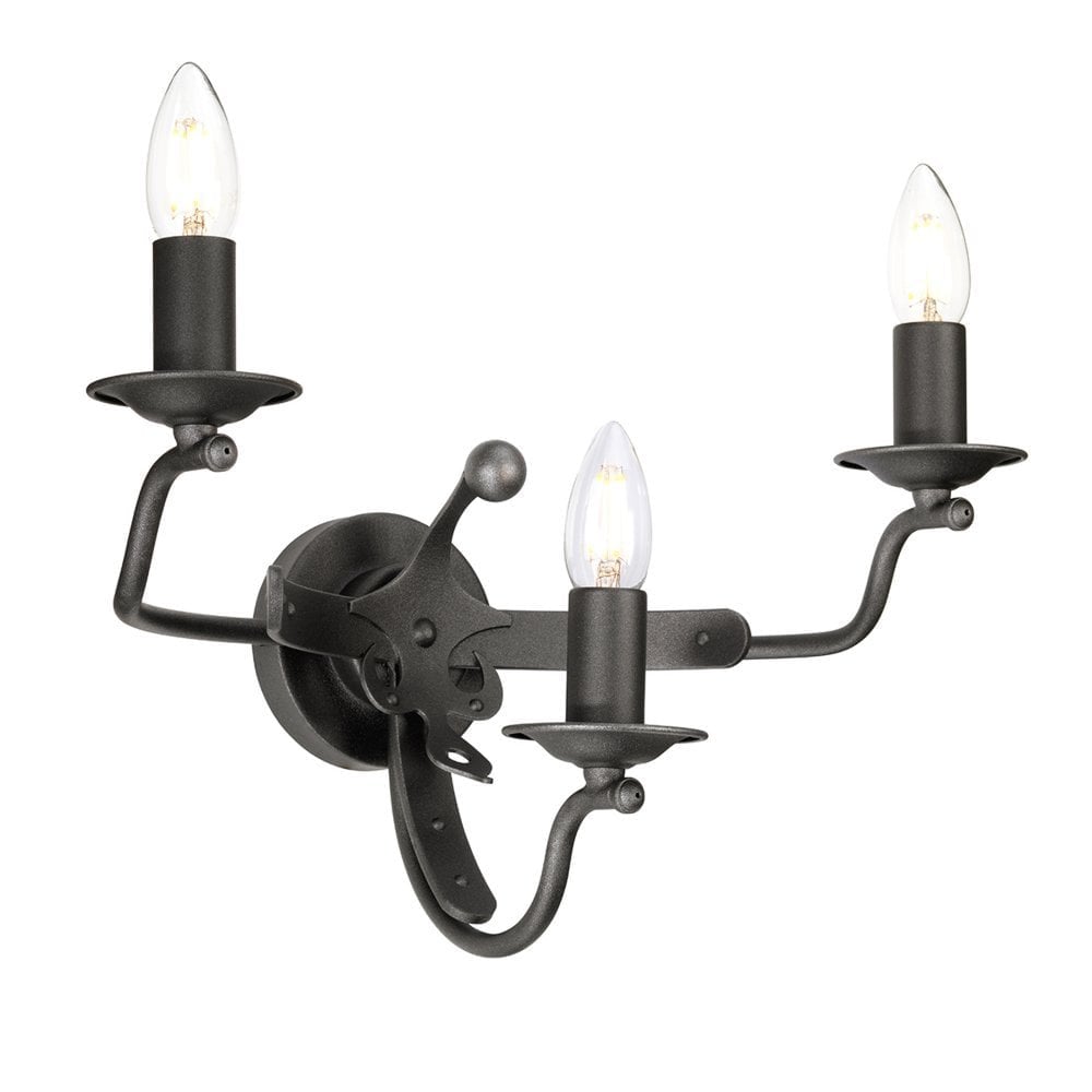 Elegantly Crafted Windsor Graphite Triple Light Wall Fixture