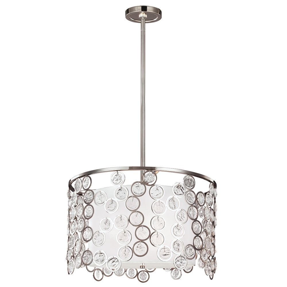 Lexi 3-Light Polished Nickel Pendant with Textured Crystal Frame