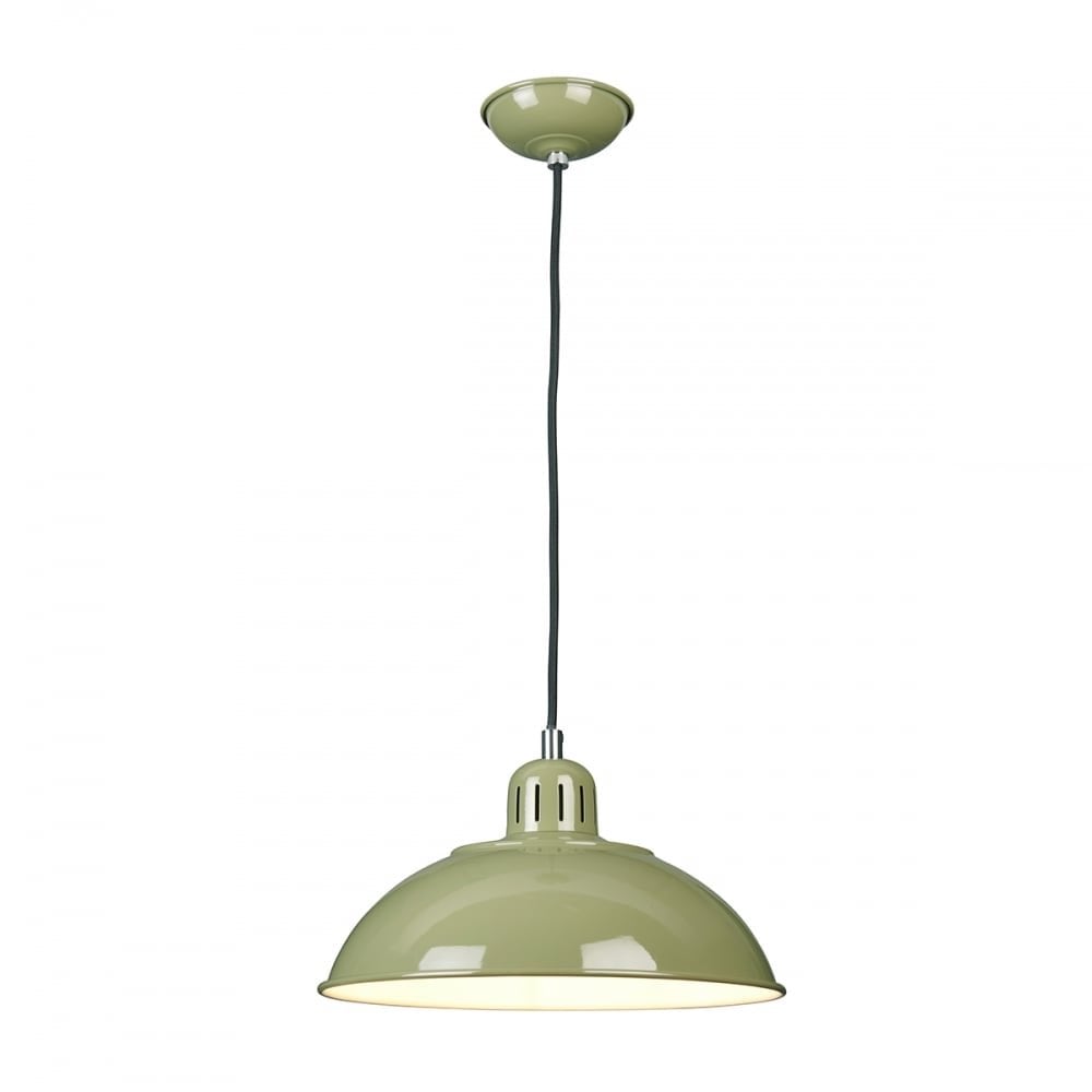 Vintage Franklin Green Dome Pendant Light