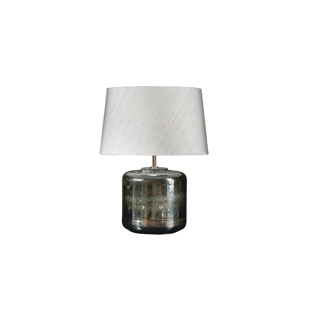 Columbus Elegant Tall Table Lamp with Aged Verdigris Finish and Light Grey Empire Shade