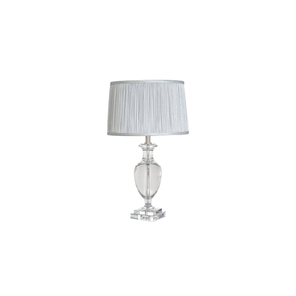 Antonia Clear Crystal Glass Table Lamp with Silver Sheer Shade