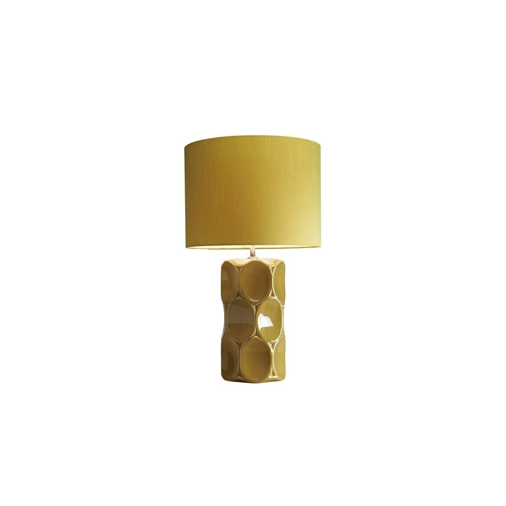 Vintage Olive Green Ceramic Table Lamp with Linen Shade Included