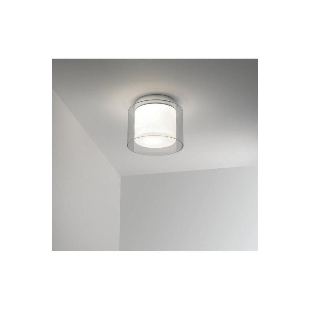 Arezzo Elegance: Frosted and Clear Glass Bathroom Ceiling Light