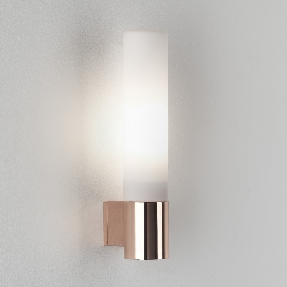 Contemporary Bari Bathroom Wall Light in Polished Copper Finish