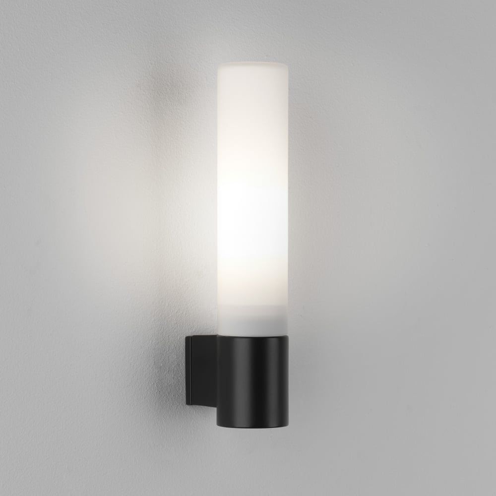 Sleek Bari Opal Glass Black Bathroom Wall Light