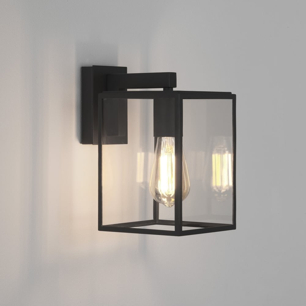 Sleek Black Box Lantern 270 Wall Light