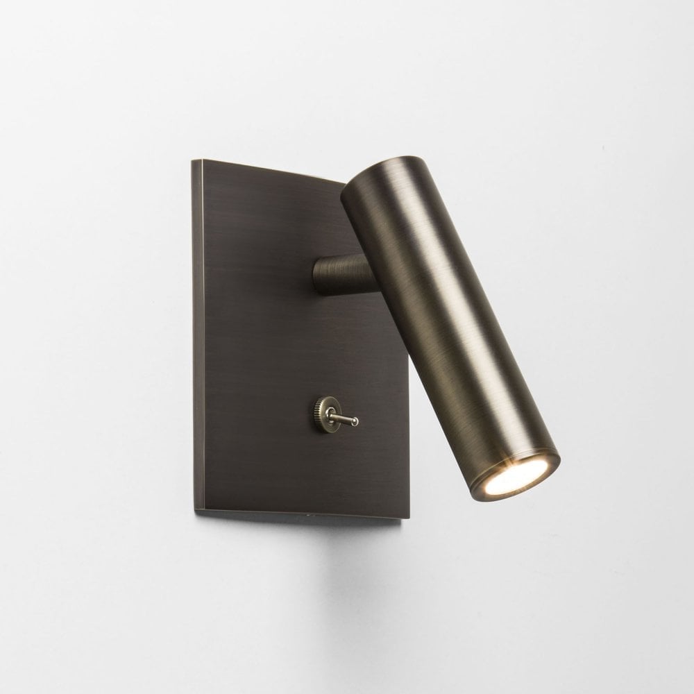 Contemporary Bronze LED Wall Light with Switch - Enna Square Design