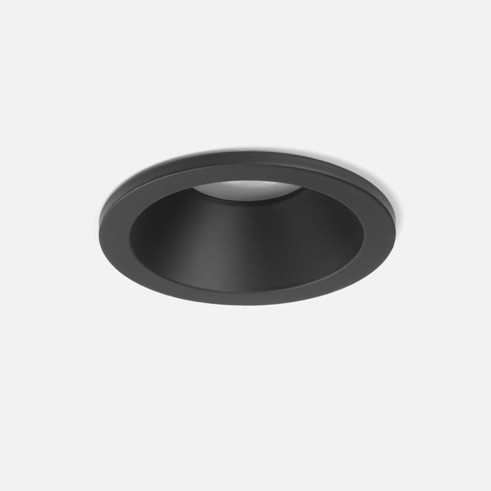 Sleek Black Minima Round Fixed Bathroom Ceiling Light
