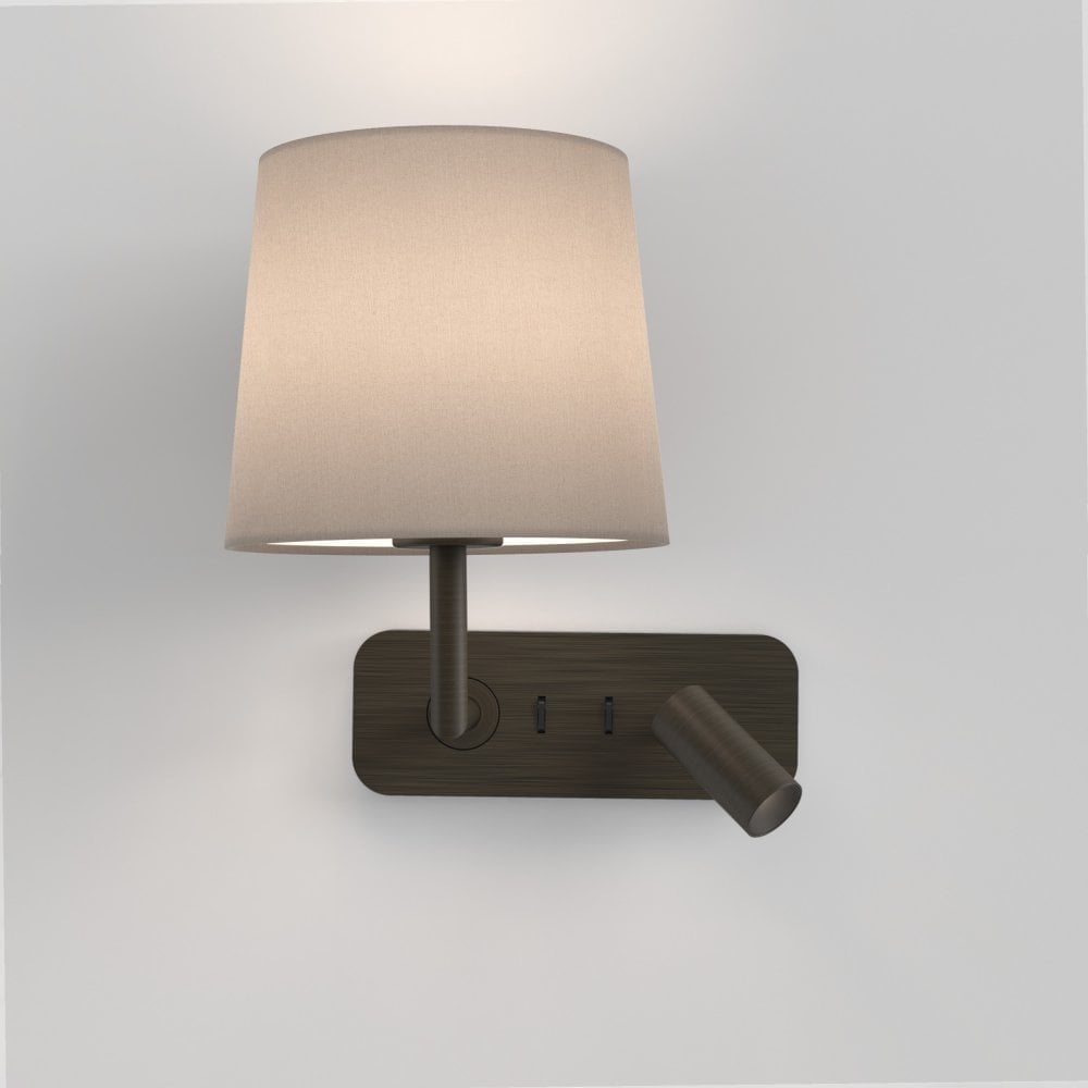 Bronze Dual Function Wall Light with Adjustable LED Reading Arm