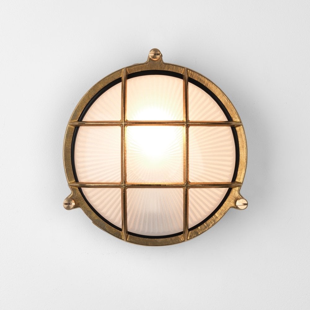 Coastal Brass Outdoor Wall Light - Thurso Round