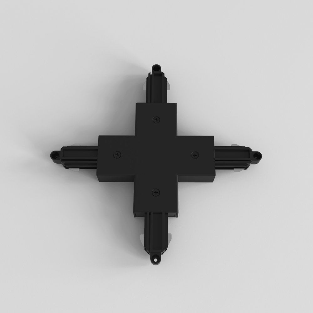 Black X-Shape Track Lighting Connector