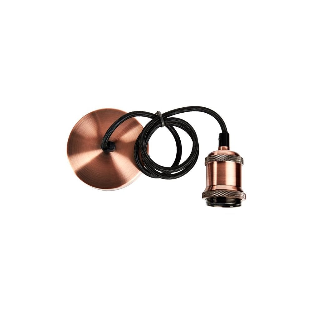 Copper Finish Pendant Light Kit with Braided Cable and E27 Holder
