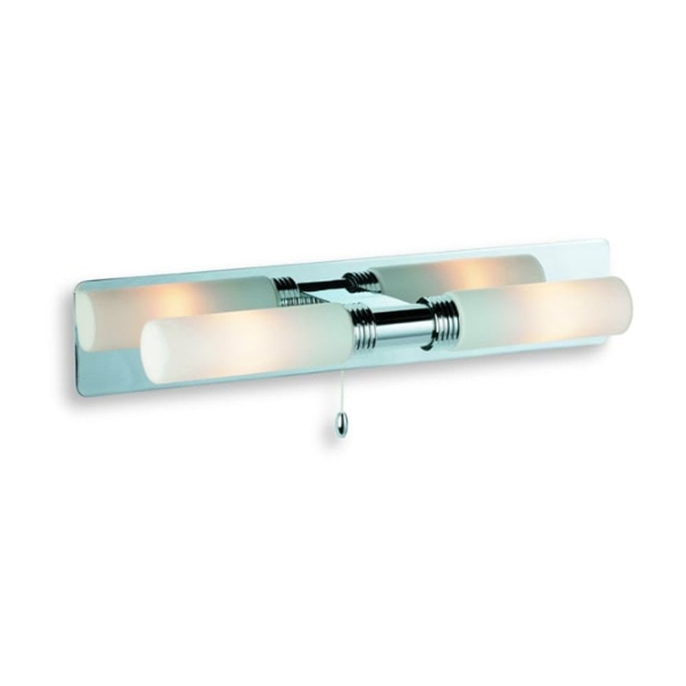 Elegant Chrome and Opal Glass Wall Sconce with Pull Cord