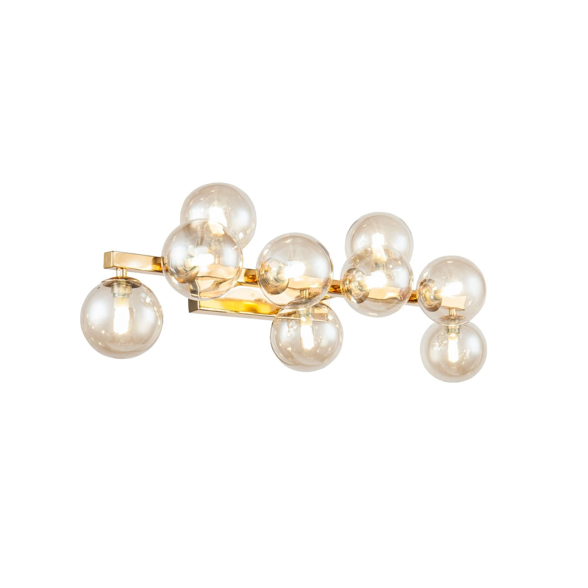 Gleaming Gold Dallas Wall Lamp with Glass Shades - 9 x 28W