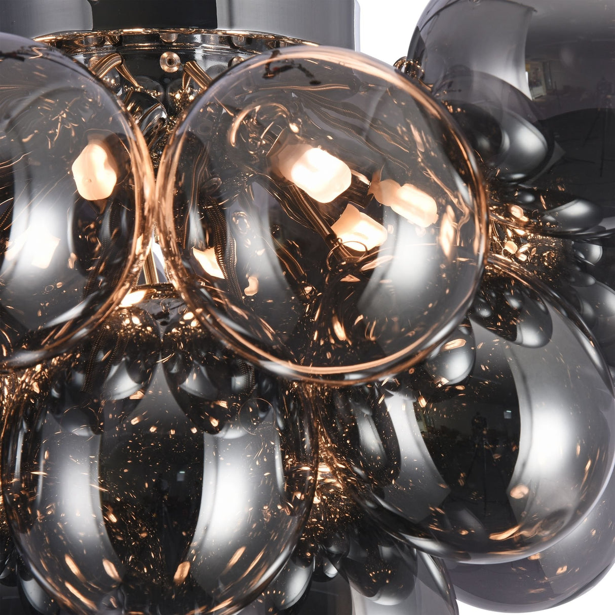 Modern Nickel 8-Light Glass Globe Ceiling Fixture