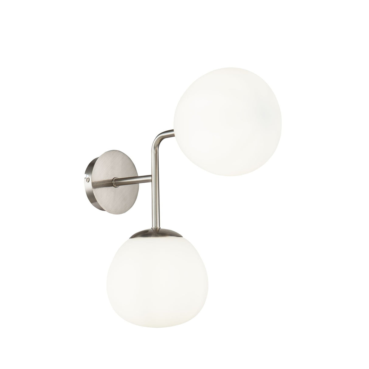 Erich Nickel Double Light Wall Sconce with Glass Shades