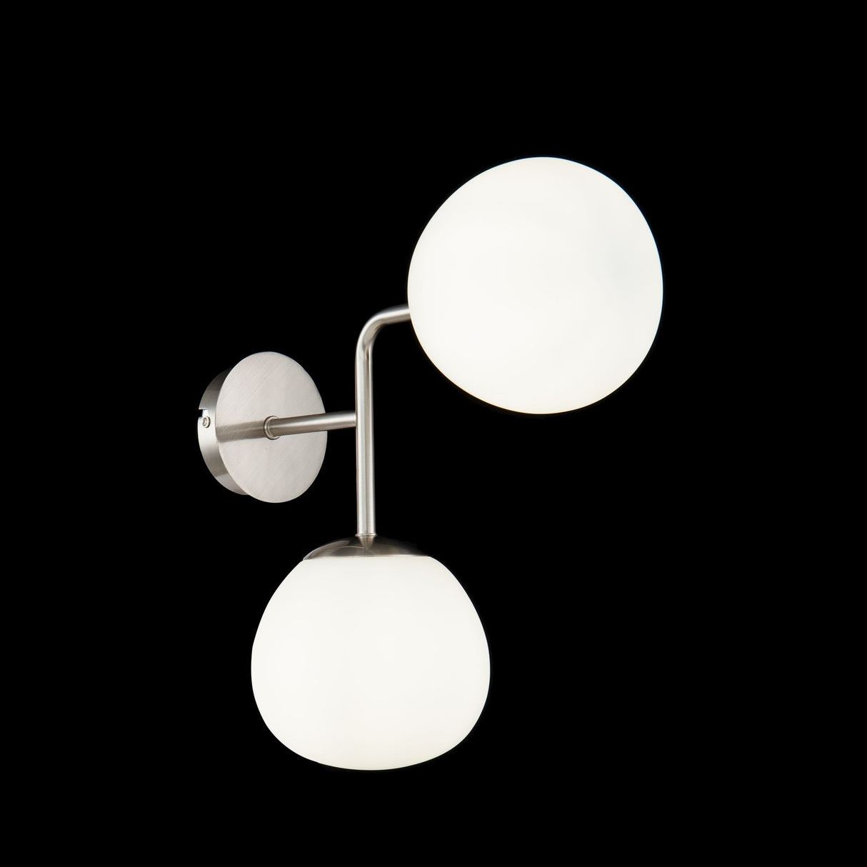 Erich Nickel Double Light Wall Sconce with Glass Shades