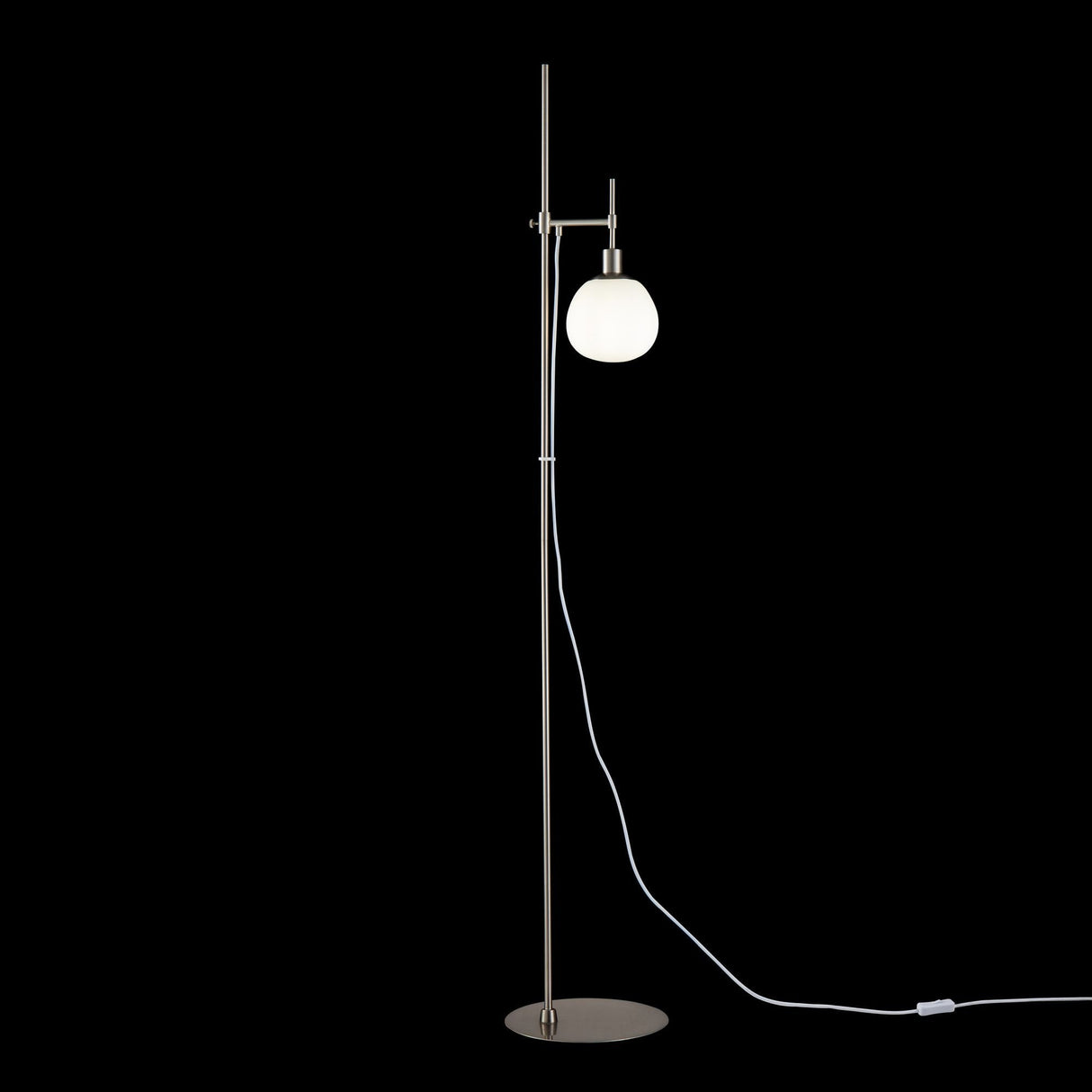 Elegant Nickel Floor Lamp with Glass Shade, 1 x 40W E14 Bulb