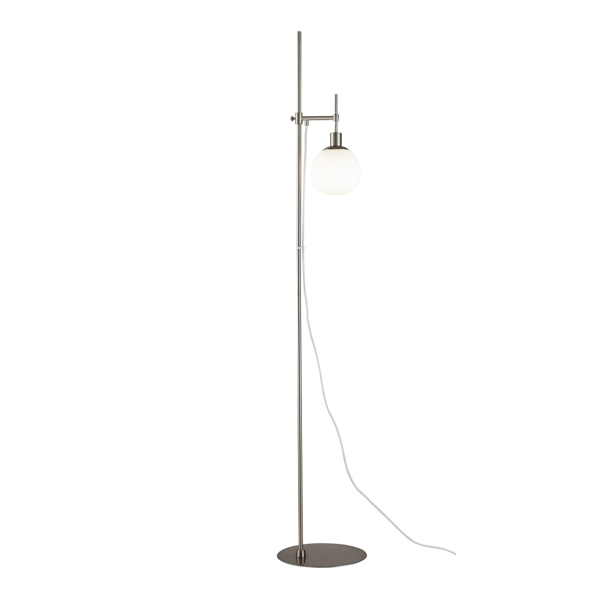 Elegant Nickel Floor Lamp with Glass Shade, 1 x 40W E14 Bulb