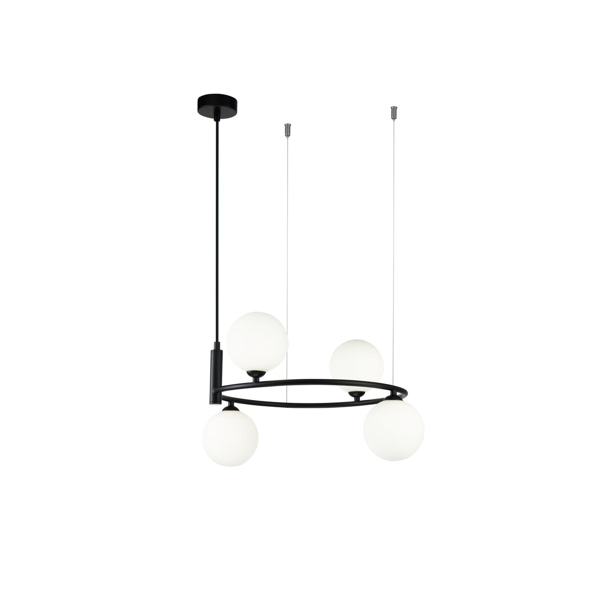 Elegant Black Metal Ring Pendant Lamp with Glass Shades - 4 x 25W G9 Bulbs