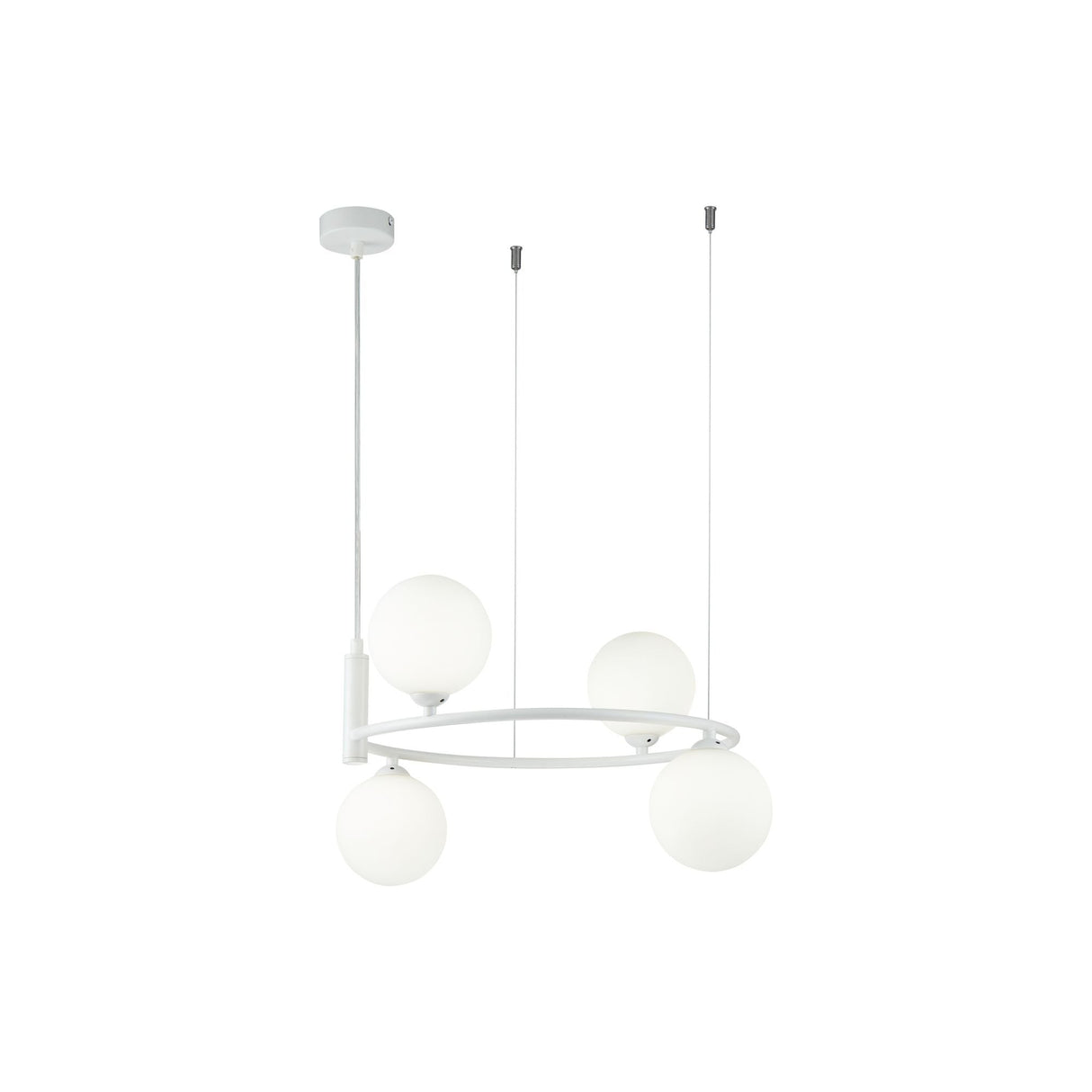 Elegant White Metal and Glass Pendant Light - 4 G9 Bulbs, Adjustable Height