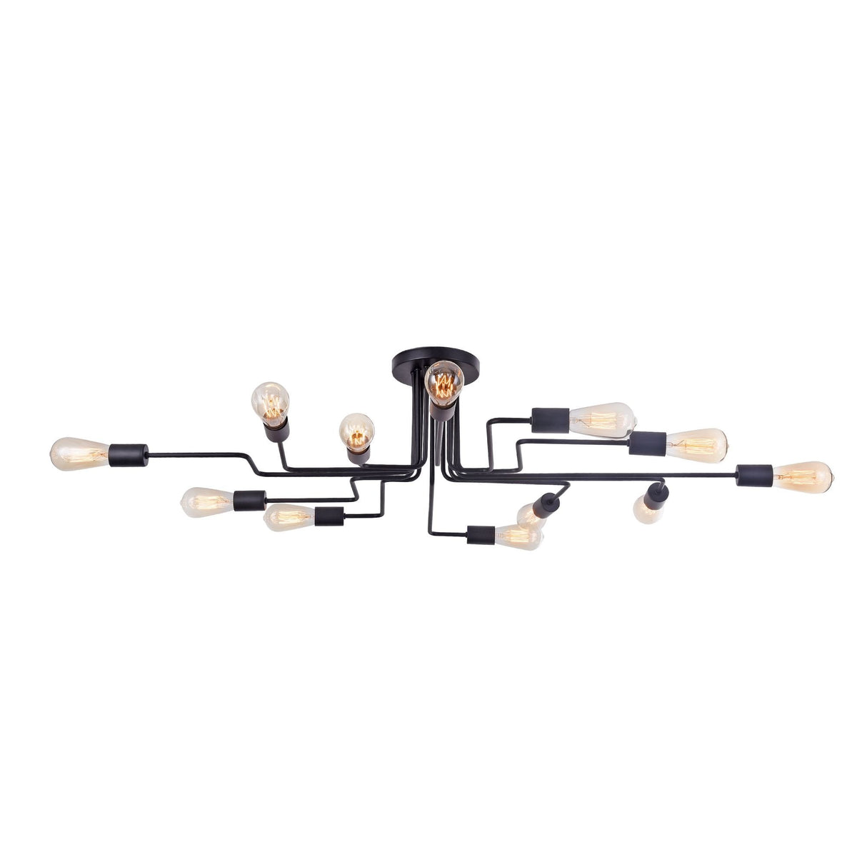 Gilbert Matte Black Metal Ceiling Fixture - 12 x 60W E27 Bulb Capacity