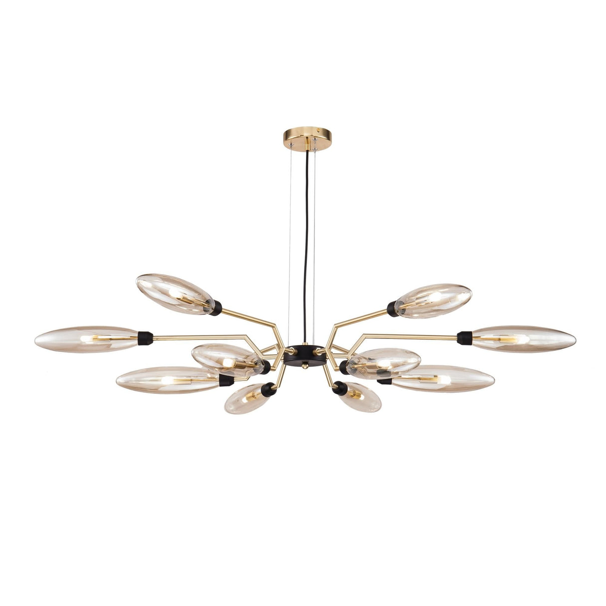 Elegant Ventura Matte Gold Chandelier with Glass Shades - 12 x 28W