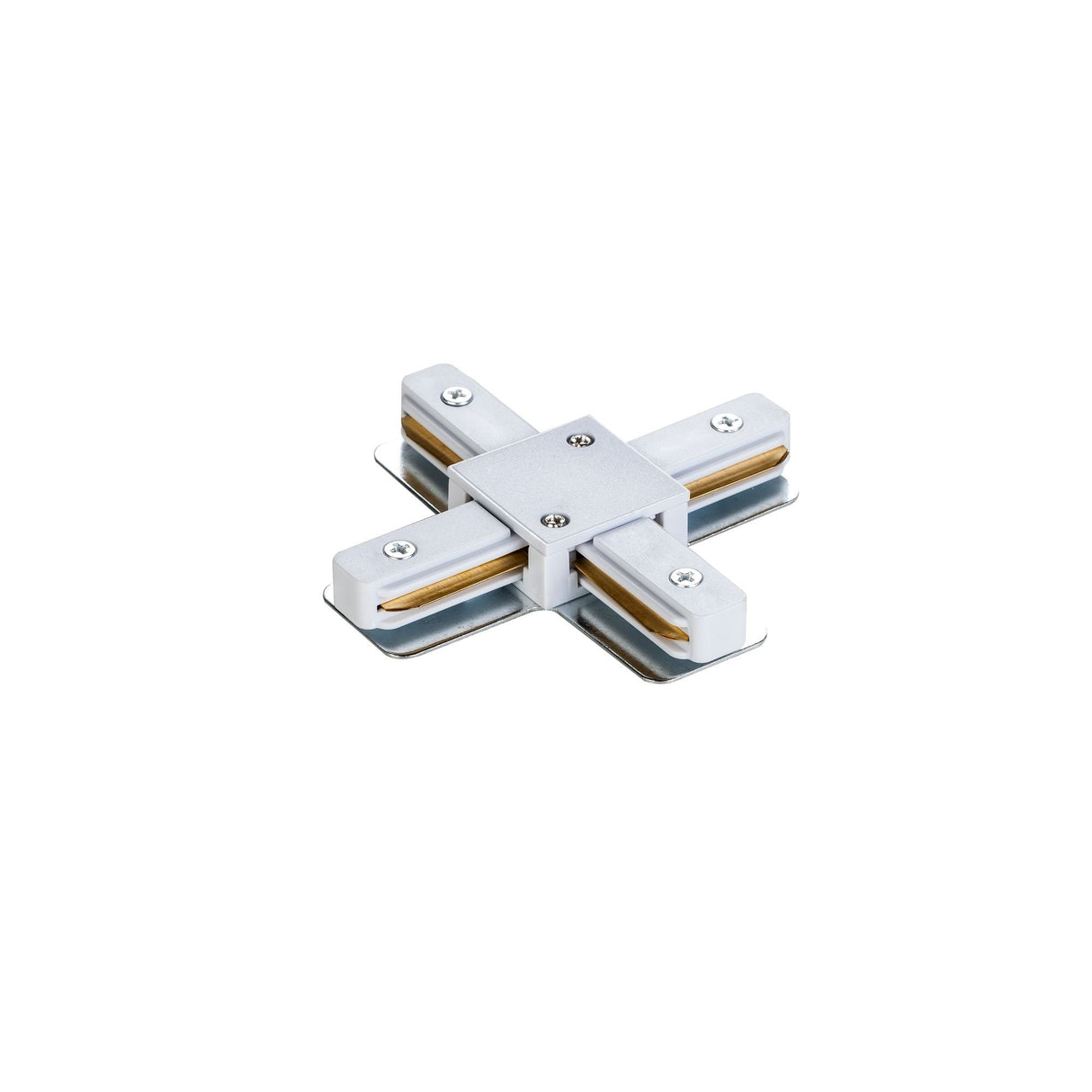 X-Shaped Track Connector in White - Durable Plastic Design