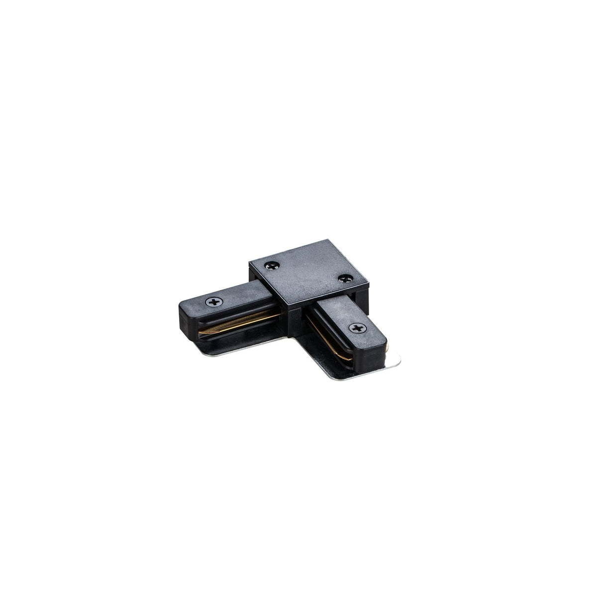 L-Shaped Track System Connector in Black Plastic
