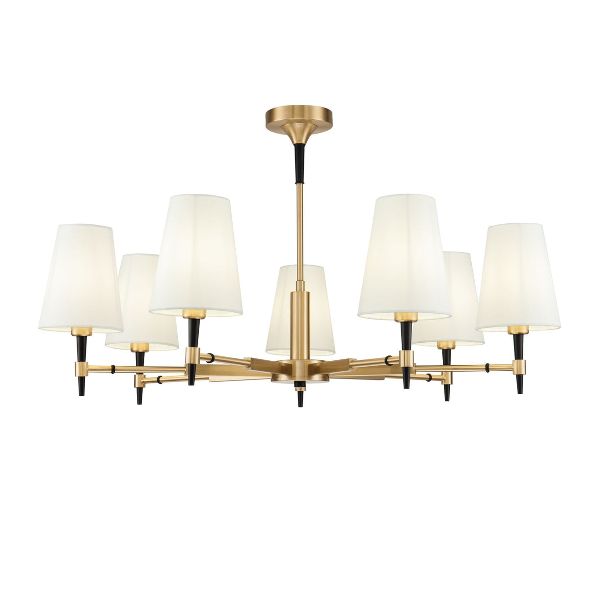 Luxurious Brass Zaragoza Chandelier with Fabric Shade (7 x 40W E14)