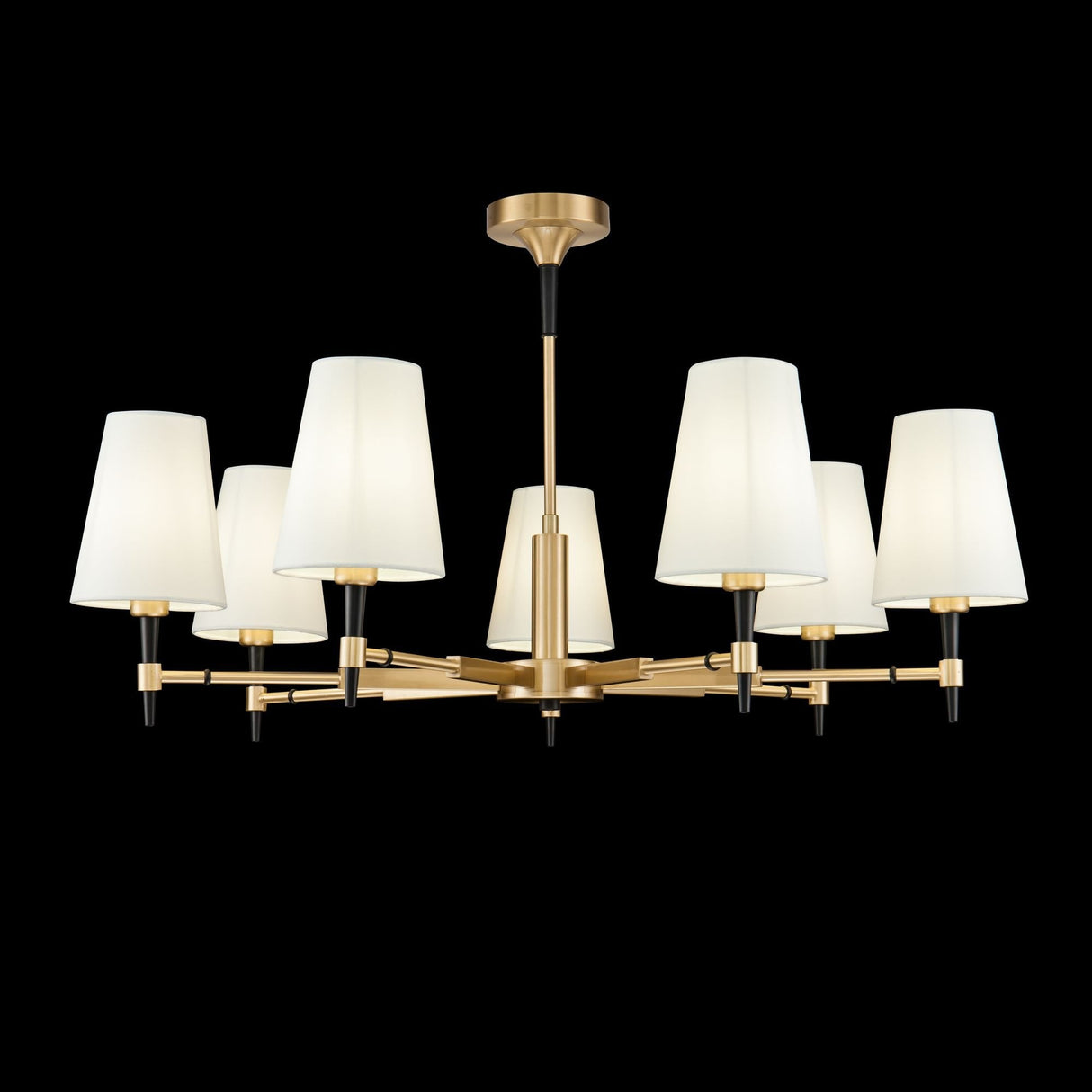 Luxurious Brass Zaragoza Chandelier with Fabric Shade (7 x 40W E14)